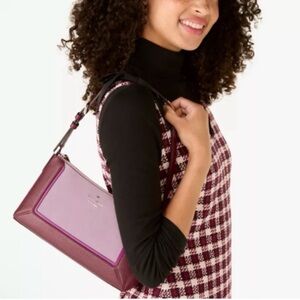 Kate spade ♠️ NWT Lena Colorblock Small Shoulder bag Leather & Suede BlackBerry